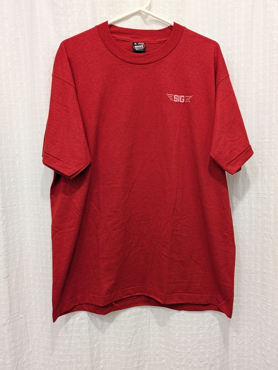 VTG 90s Men's Red Fruit Of The Loom SIG Mfg RC Airplane Promo TShirt XL EUC